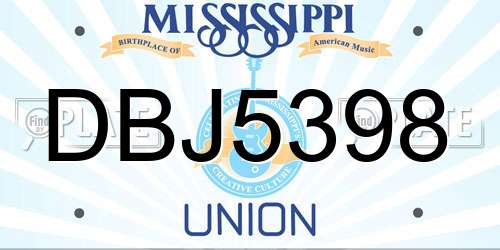 DBJ5398 Mississippi License Plate