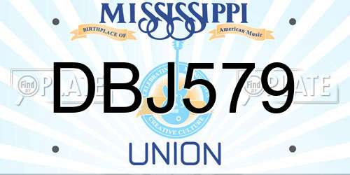 DBJ579 Mississippi License Plate
