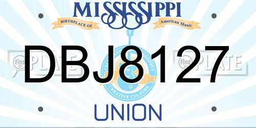 DBJ8127 Mississippi License Plate