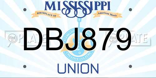 DBJ879 Mississippi License Plate