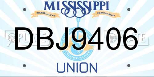 DBJ9406 Mississippi License Plate