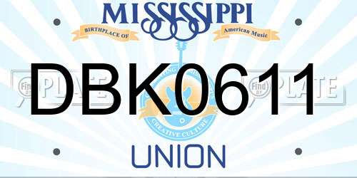 DBK0611 Mississippi License Plate