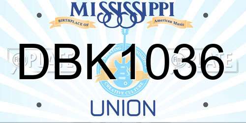 DBK1036 Mississippi License Plate