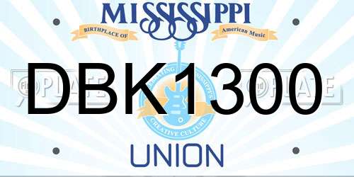 DBK1300 Mississippi License Plate