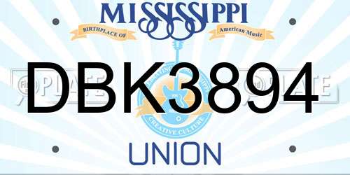 DBK3894 Mississippi License Plate