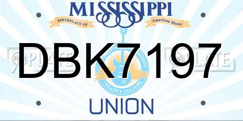 DBK7197 Mississippi License Plate