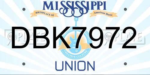 DBK7972 Mississippi License Plate