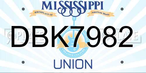 DBK7982 Mississippi License Plate
