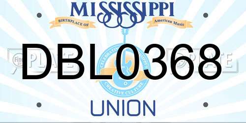 DBL0368 Mississippi License Plate