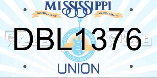 DBL1376 Mississippi License Plate