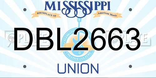 DBL2663 Mississippi License Plate