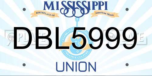 DBL5999 Mississippi License Plate