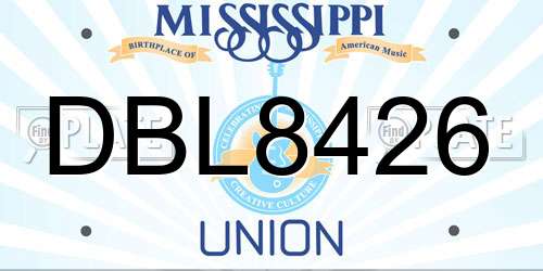 DBL8426 Mississippi License Plate