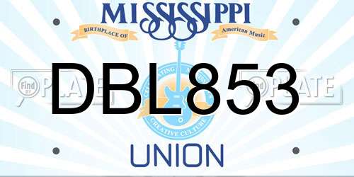 DBL853 Mississippi License Plate