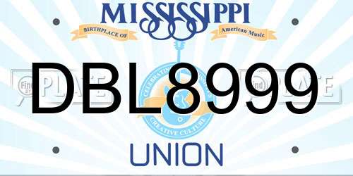 DBL8999 Mississippi License Plate