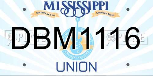 DBM1116 Mississippi License Plate
