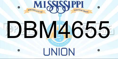 DBM4655 Mississippi License Plate