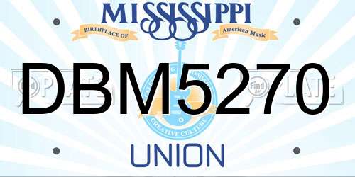 DBM5270 Mississippi License Plate