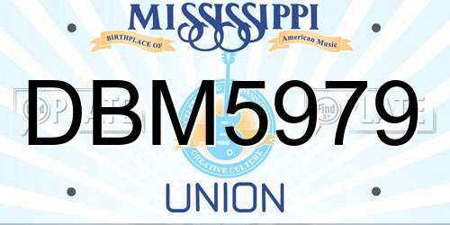 DBM5979 Mississippi License Plate