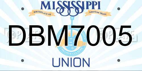 DBM7005 Mississippi License Plate