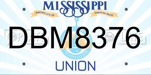DBM8376 Mississippi License Plate