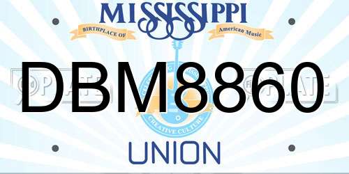 DBM8860 Mississippi License Plate