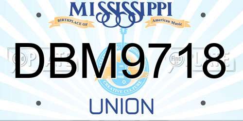 DBM9718 Mississippi License Plate