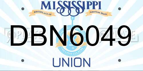 DBN6049 Mississippi License Plate