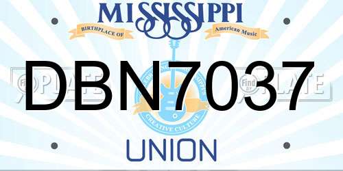 DBN7037 Mississippi License Plate