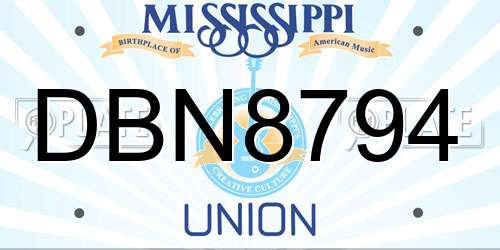 DBN8794 Mississippi License Plate