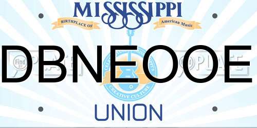 DBNEOOE Mississippi License Plate