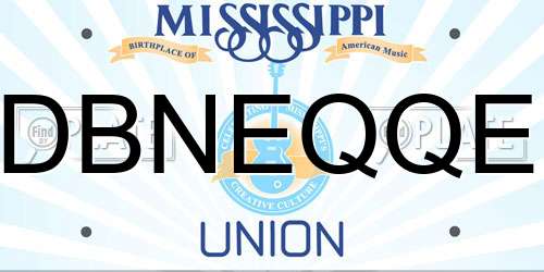 DBNEQQE Mississippi License Plate