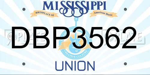 DBP3562 Mississippi License Plate