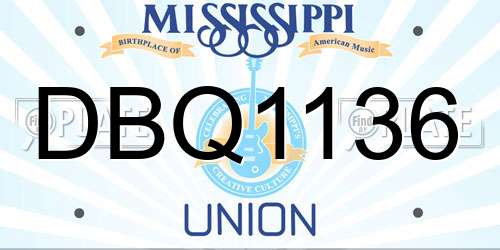 DBQ1136 Mississippi License Plate
