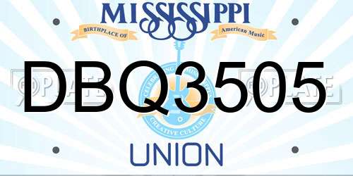 DBQ3505 Mississippi License Plate