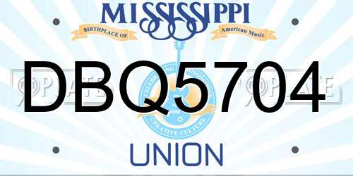 DBQ5704 Mississippi License Plate