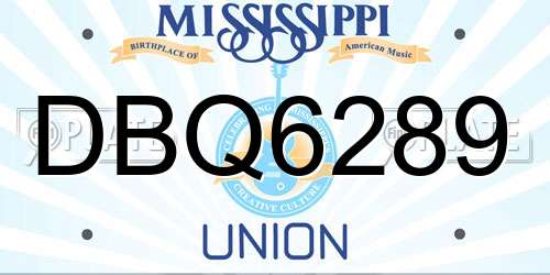 DBQ6289 Mississippi License Plate