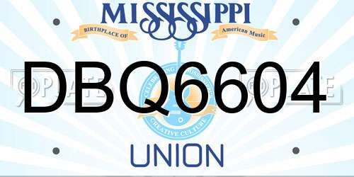 DBQ6604 Mississippi License Plate