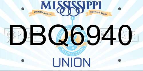 DBQ6940 Mississippi License Plate