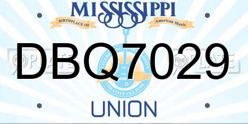 DBQ7029 Mississippi License Plate