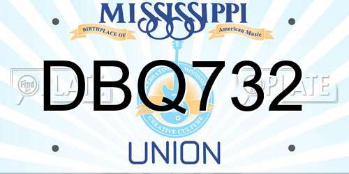 DBQ732 Mississippi License Plate