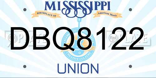 DBQ8122 Mississippi License Plate