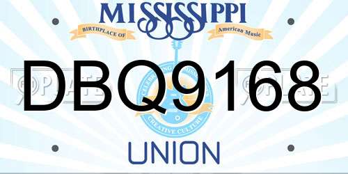 DBQ9168 Mississippi License Plate