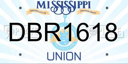 DBR1618 Mississippi License Plate