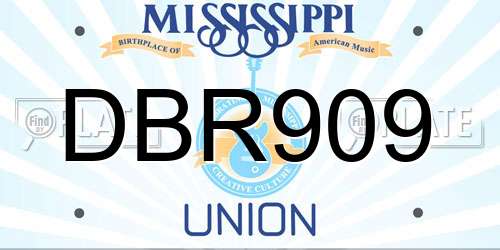 DBR909 Mississippi License Plate