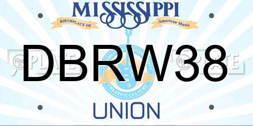 DBRW38 Mississippi License Plate