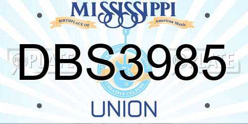DBS3985 Mississippi License Plate