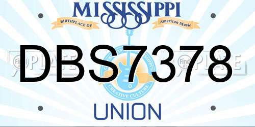 DBS7378 Mississippi License Plate