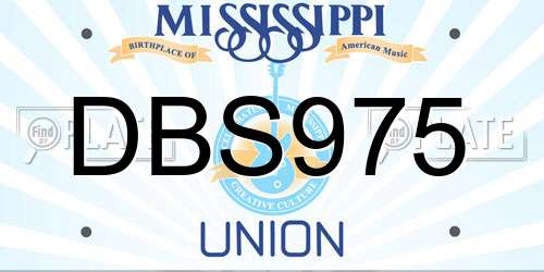 DBS975 Mississippi License Plate