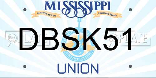 DBSK51 Mississippi License Plate